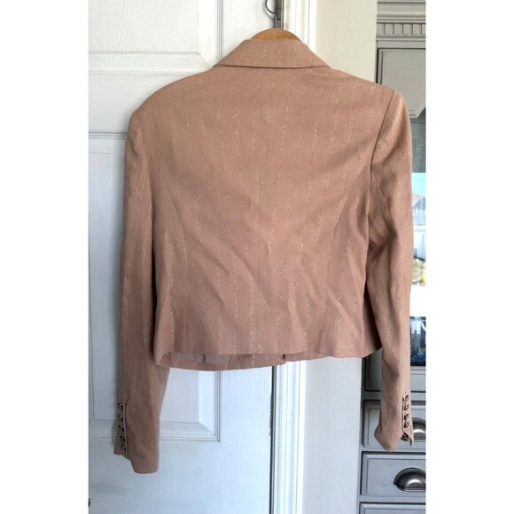 L'AGENCE Inez Cropped Blazer In Biscuit Size 10 Linen Blend Career Designer - Picture 3 of 11